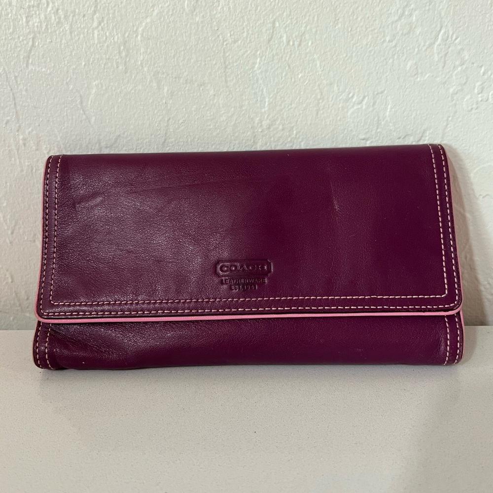 Coach Purple and Pink Leather Wallet